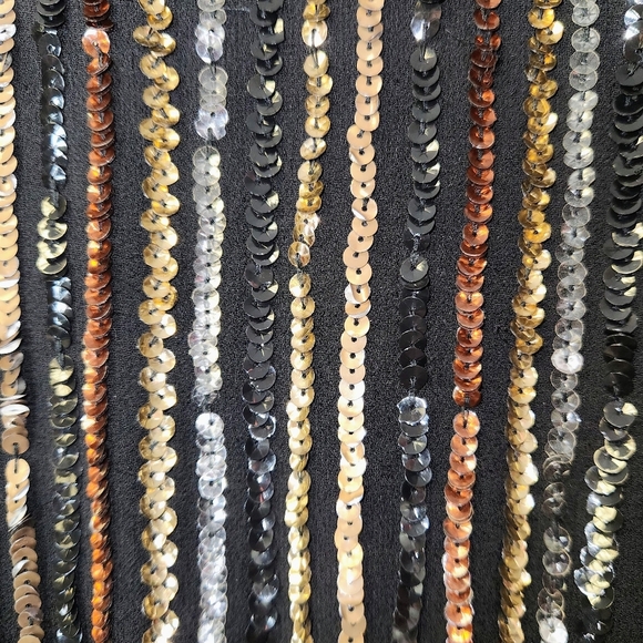 SCALA Vintage Black Metallic Gold Silver Copper Sequins Tunic Mini Dress Size 0 - Picture 7 of 15